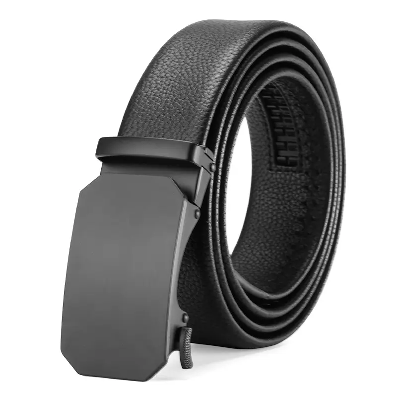 Men's Black Cowhide Belt with Automatic Buckle - Image 6