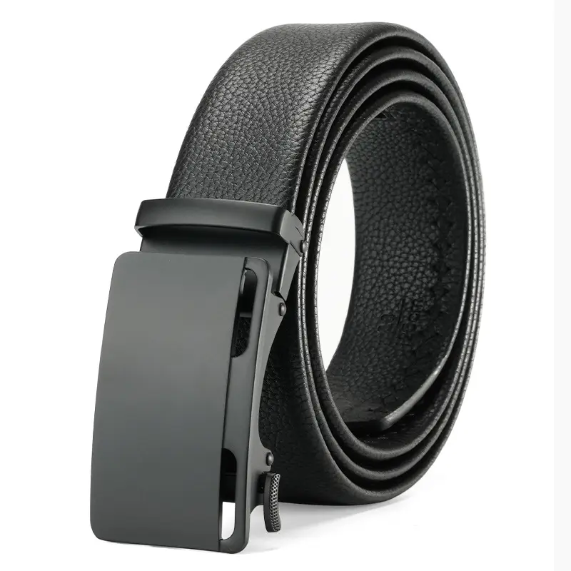 Men's Black Cowhide Belt with Automatic Buckle - Image 8