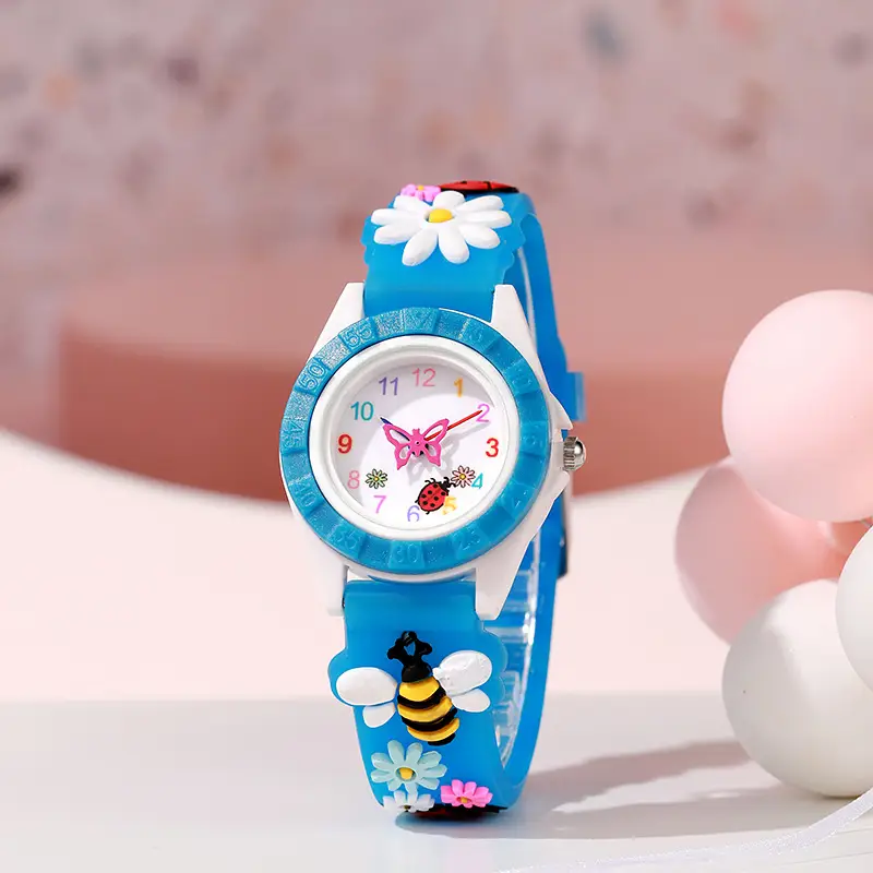 Pink Bee Cartoon Silicone Kids Watch — feature 3