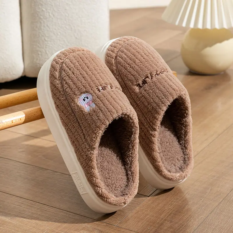 Cixi Cotton Slippers Women's Spring and Autumn and Winter Home Indoor Non-Slip Moon Shoes Thick Sole Home Warm Couple Men