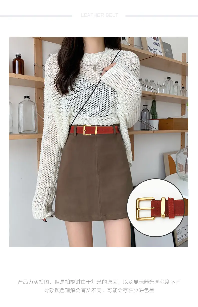 Red Pin Buckle Belt for Women Fashion — feature 1