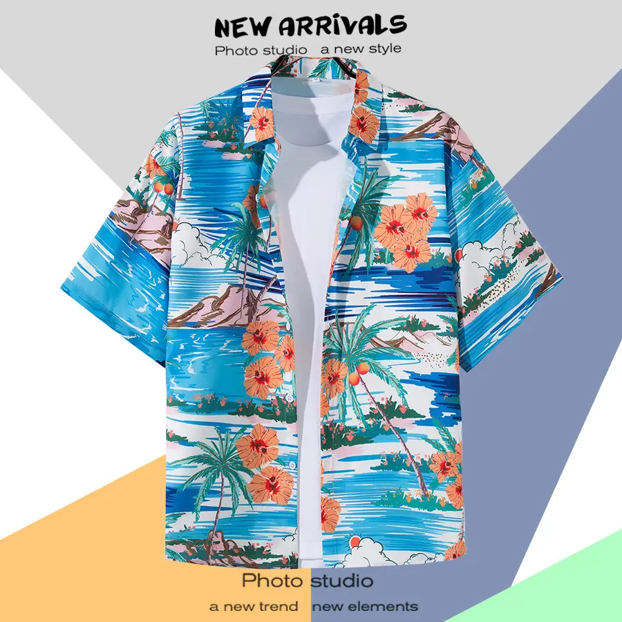 Hawaiian Printed Short Sleeve Men's Shirt — feature 10