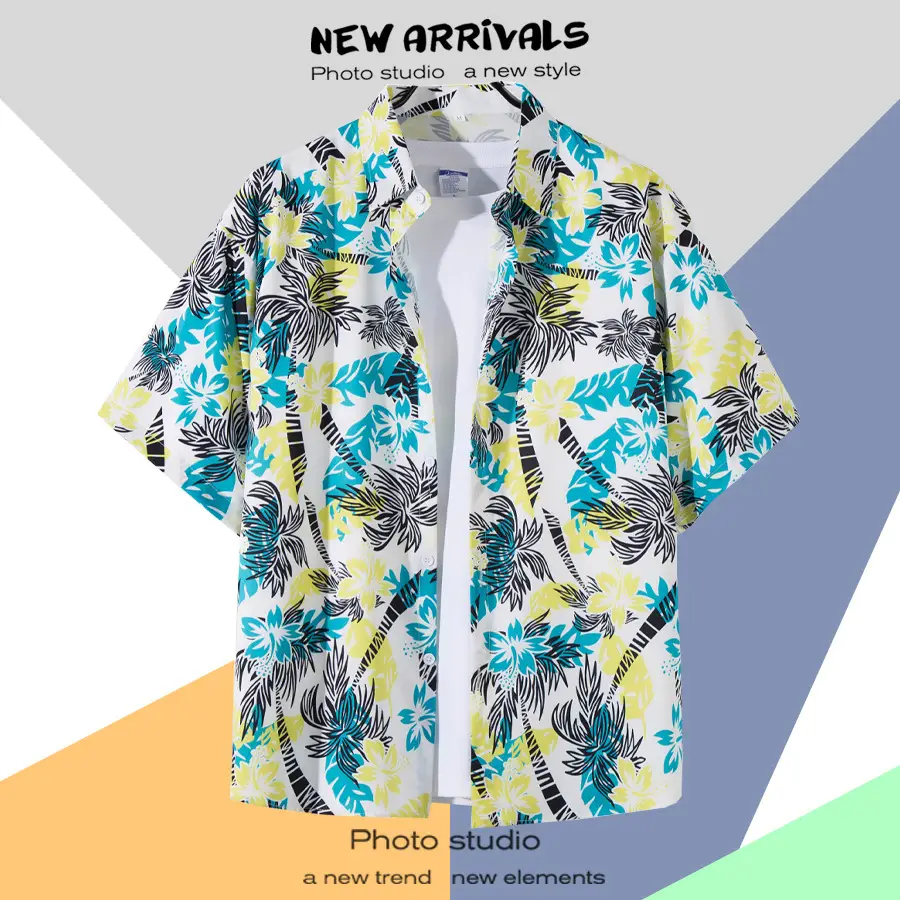 Hawaiian Printed Short Sleeve Men's Shirt — feature 11