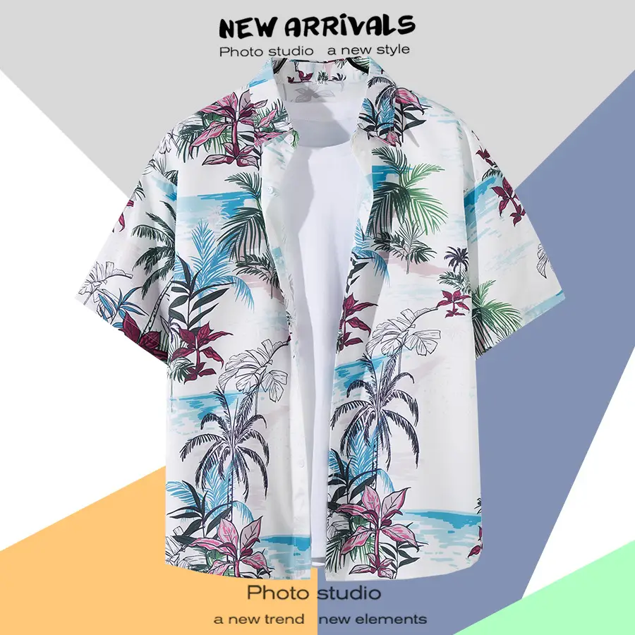 Hawaiian Printed Short Sleeve Men's Shirt — feature 15