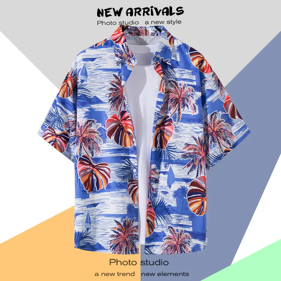 Hawaiian Printed Short Sleeve Men's Shirt — feature 16
