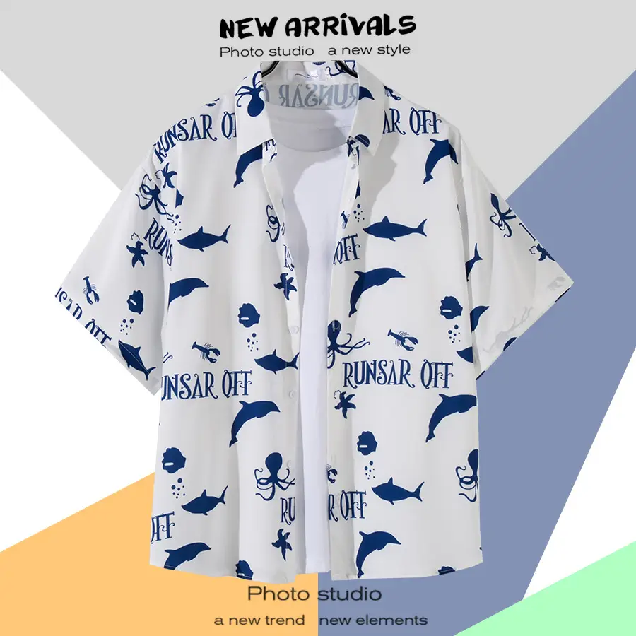 Hawaiian Printed Short Sleeve Men's Shirt — feature 19