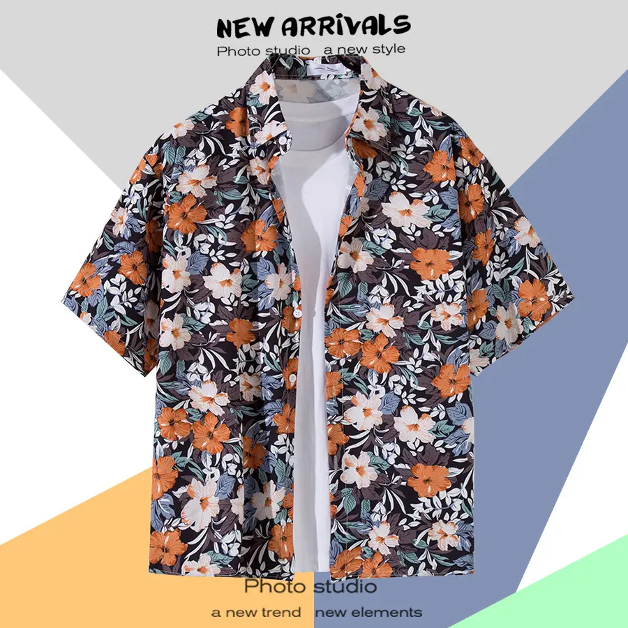 Hawaiian Printed Short Sleeve Men's Shirt — feature 20