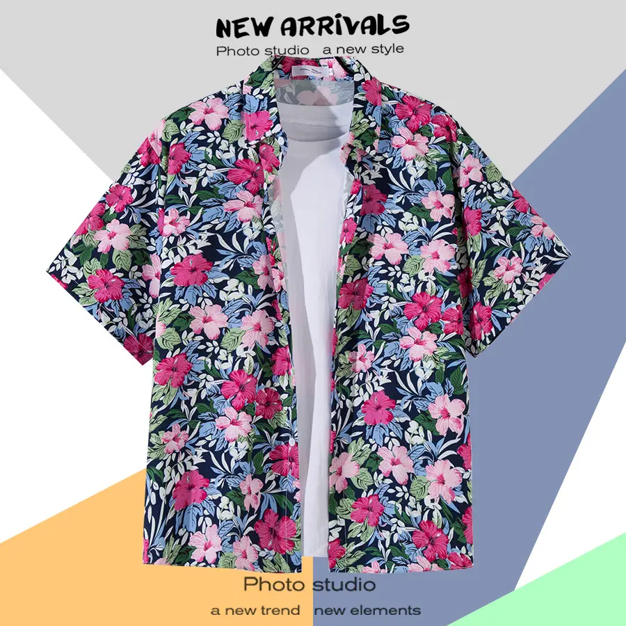 Hawaiian Printed Short Sleeve Men's Shirt — feature 22