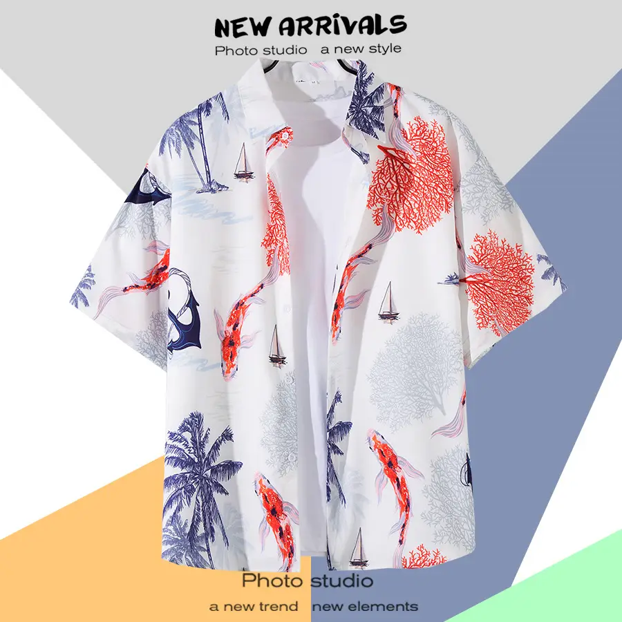 Hawaiian Printed Short Sleeve Men's Shirt — feature 23