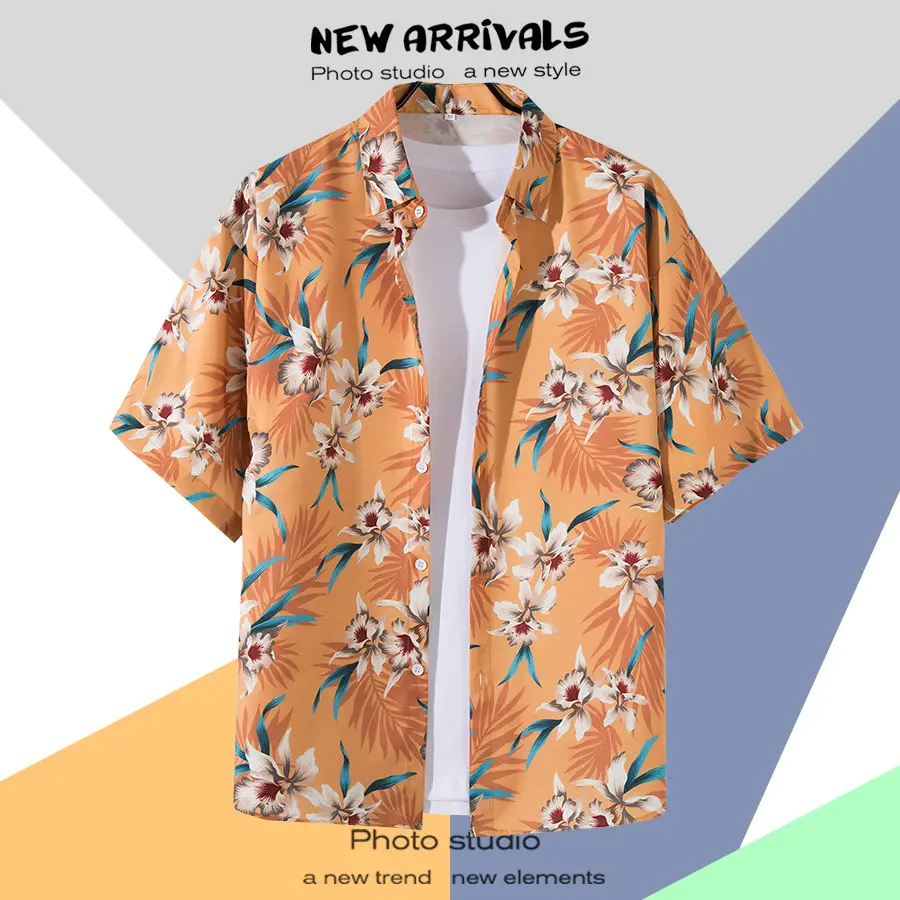 Hawaiian Printed Short Sleeve Men's Shirt — feature 24
