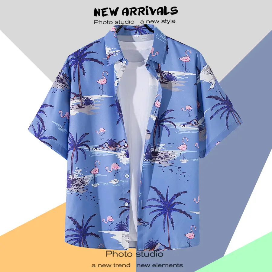 Hawaiian Printed Short Sleeve Men's Shirt — feature 25