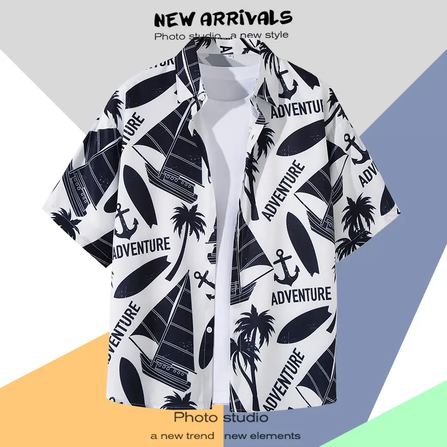 Hawaiian Printed Short Sleeve Men's Shirt — feature 26