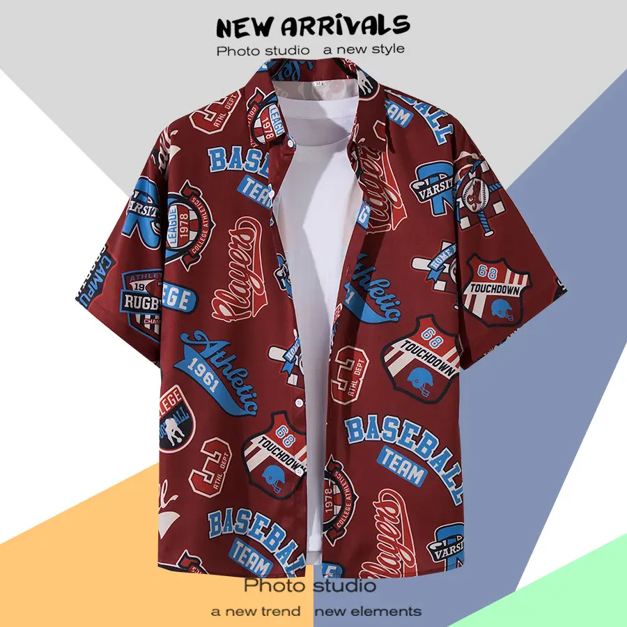 Hawaiian Printed Short Sleeve Men's Shirt — feature 29