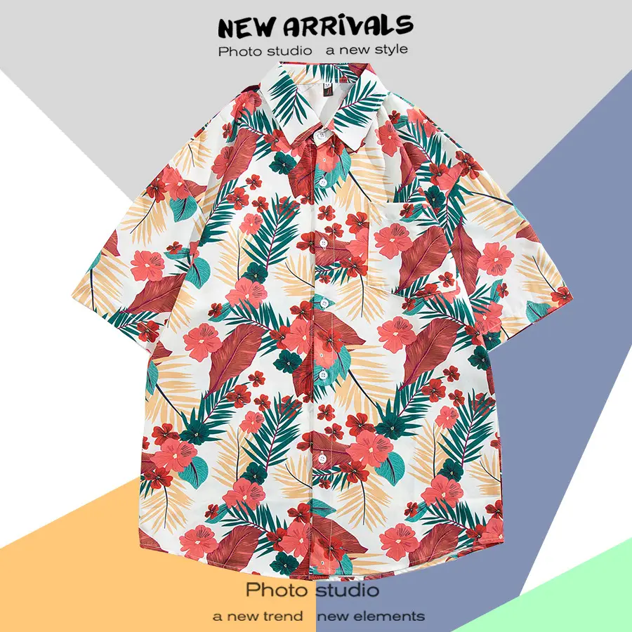 Hawaiian Printed Short Sleeve Men's Shirt — feature 32