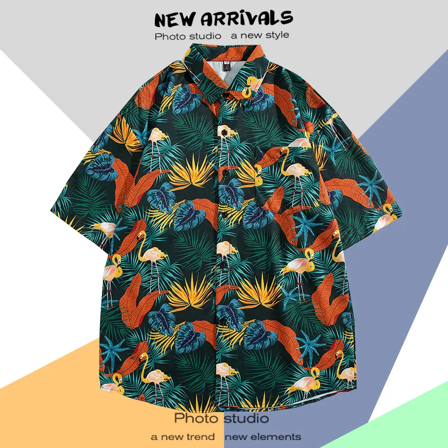 Hawaiian Printed Short Sleeve Men's Shirt — feature 34