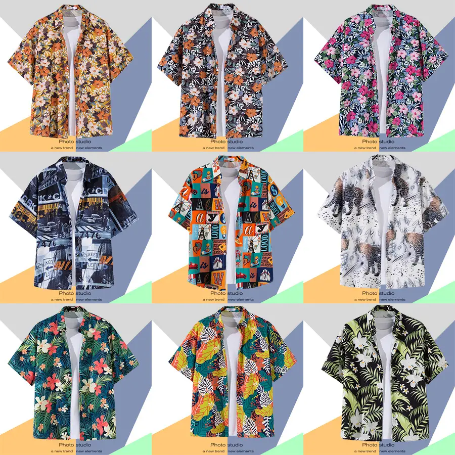 Hawaiian Printed Short Sleeve Men's Shirt — feature 4