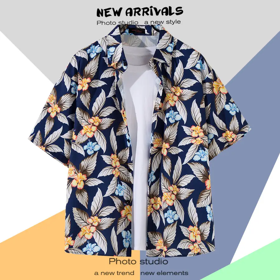 Hawaiian Printed Short Sleeve Men's Shirt — feature 8