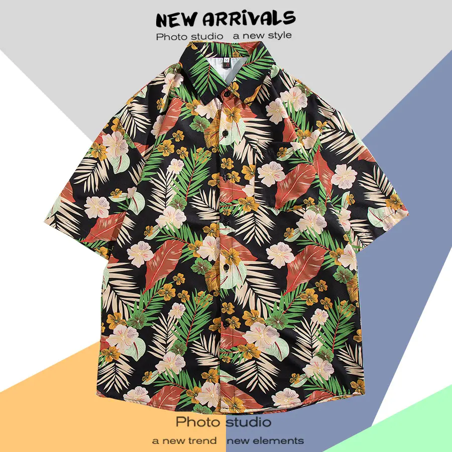 Hawaiian Printed Short Sleeve Men's Shirt — feature 9