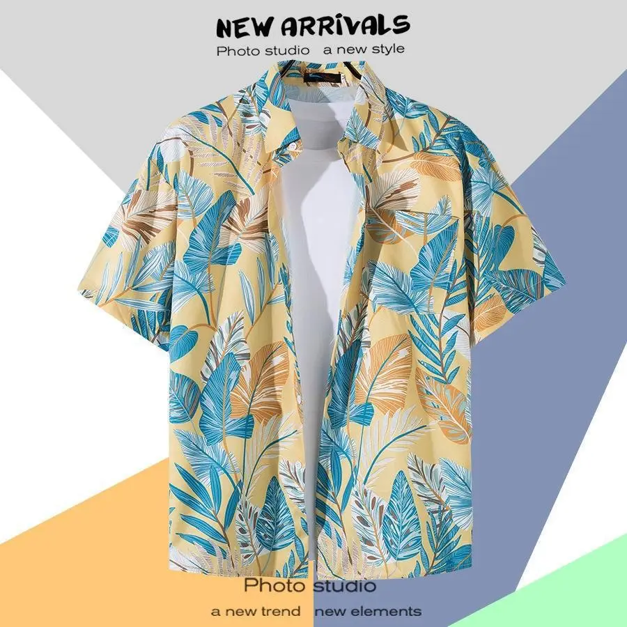 Hawaiian Printed Short Sleeve Men's Shirt - Image 10
