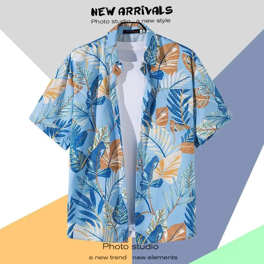 Hawaiian Printed Short Sleeve Men's Shirt - Image 11