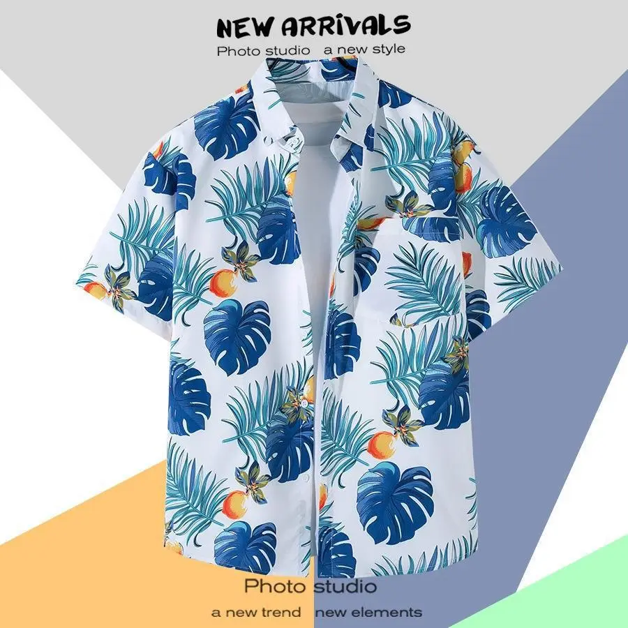 Hawaiian Printed Short Sleeve Men's Shirt - Image 12