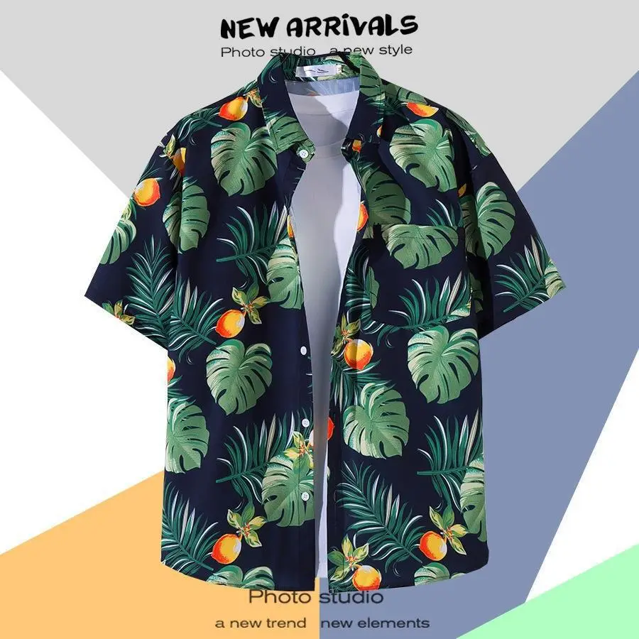 Hawaiian Printed Short Sleeve Men's Shirt - Image 13
