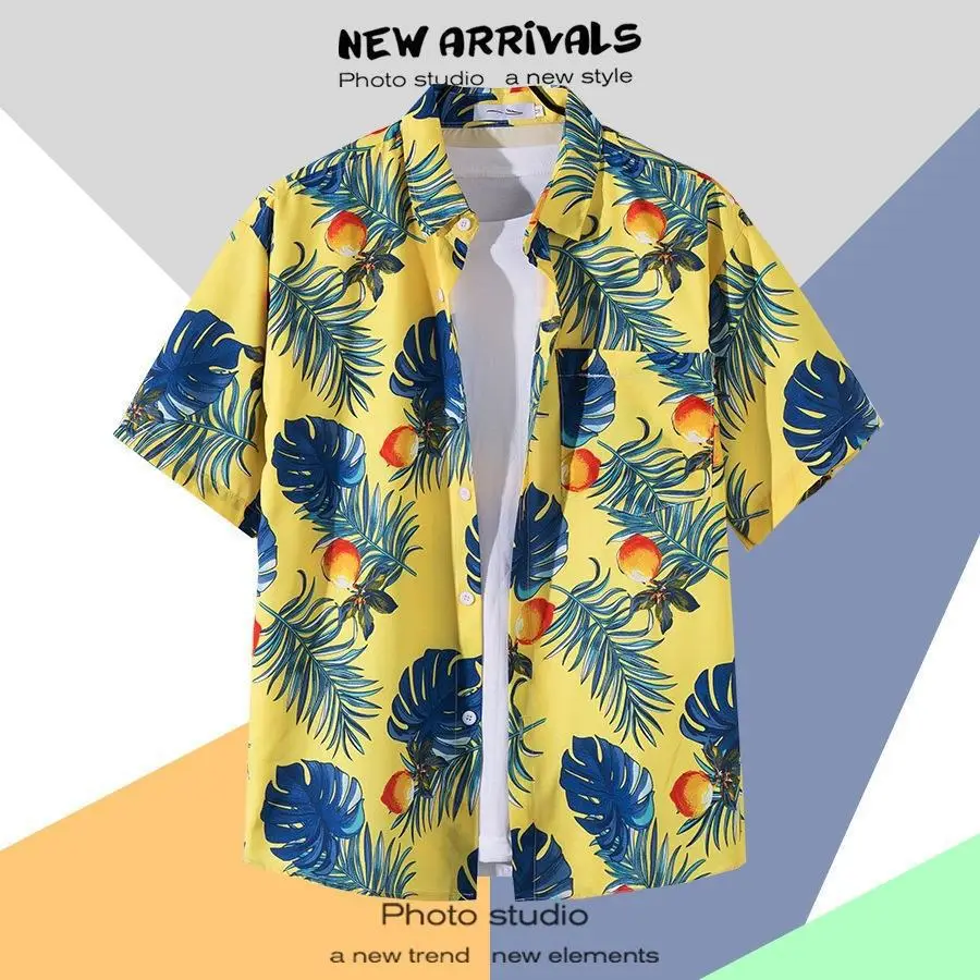 Hawaiian Printed Short Sleeve Men's Shirt - Image 14