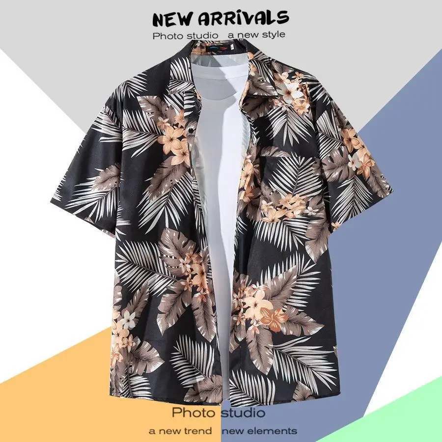 Hawaiian Printed Short Sleeve Men's Shirt - Image 15
