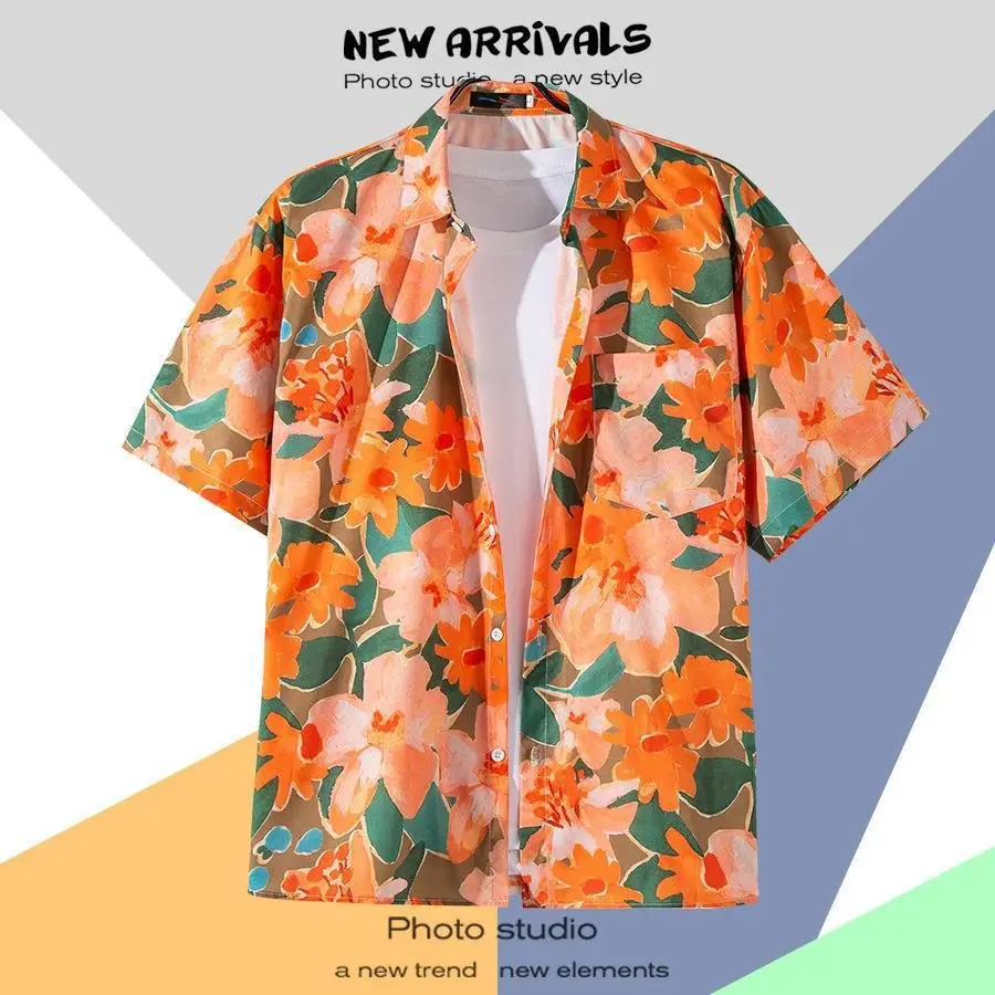 Hawaiian Printed Short Sleeve Men's Shirt - Image 17