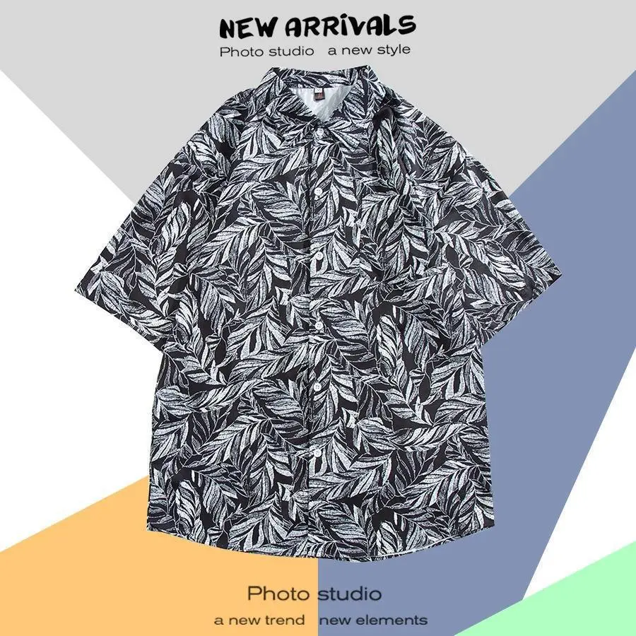 Hawaiian Printed Short Sleeve Men's Shirt - Image 22