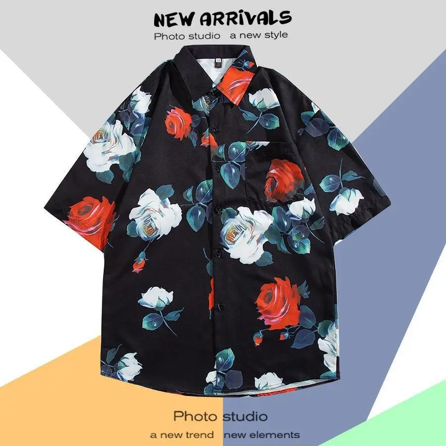 Hawaiian Printed Short Sleeve Men's Shirt - Image 25