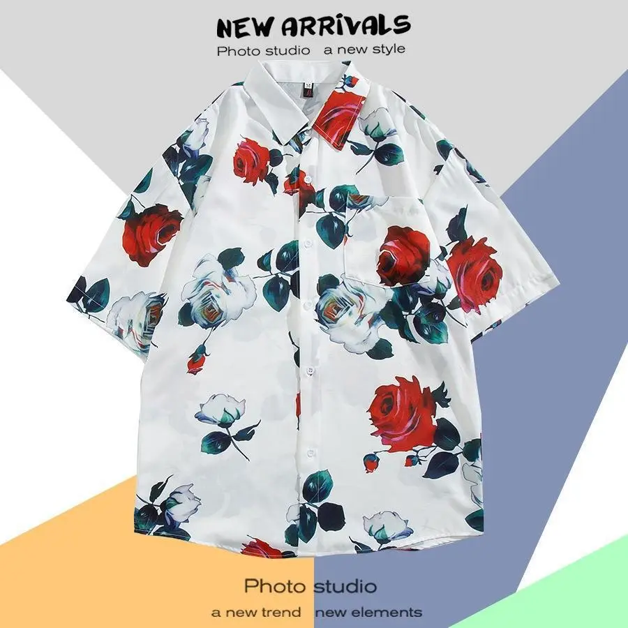 Hawaiian Printed Short Sleeve Men's Shirt - Image 26
