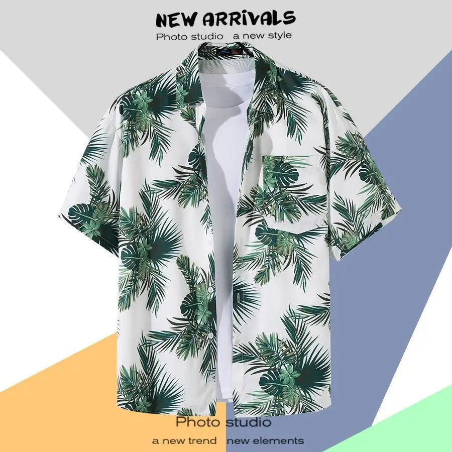 Hawaiian Printed Short Sleeve Men's Shirt - Image 3