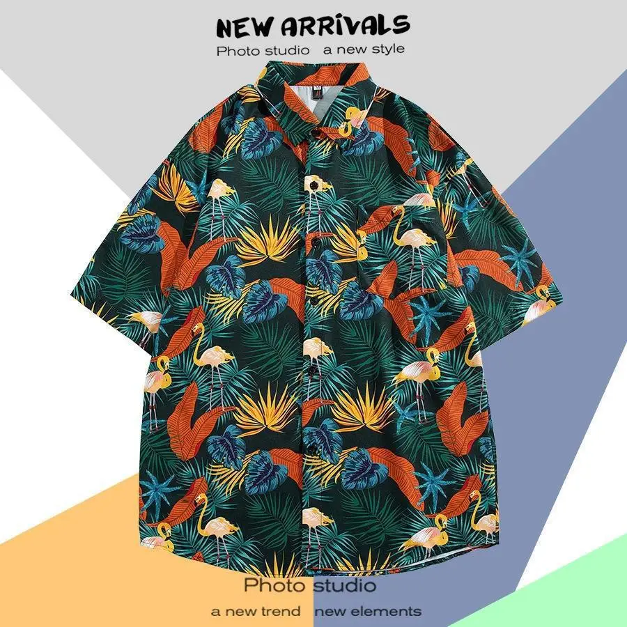 Hawaiian Printed Short Sleeve Men's Shirt - Image 30