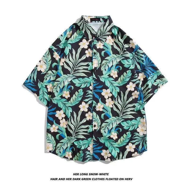 Hawaiian Printed Short Sleeve Men's Shirt - Image 41