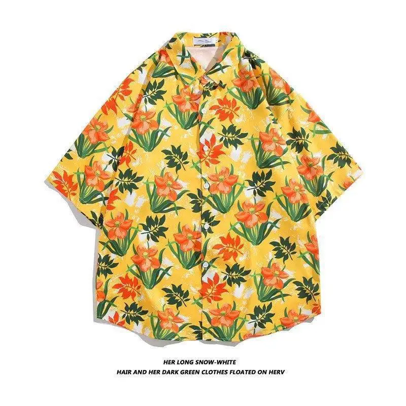 Hawaiian Printed Short Sleeve Men's Shirt - Image 42
