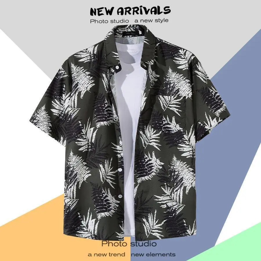 Hawaiian Printed Short Sleeve Men's Shirt - Image 6