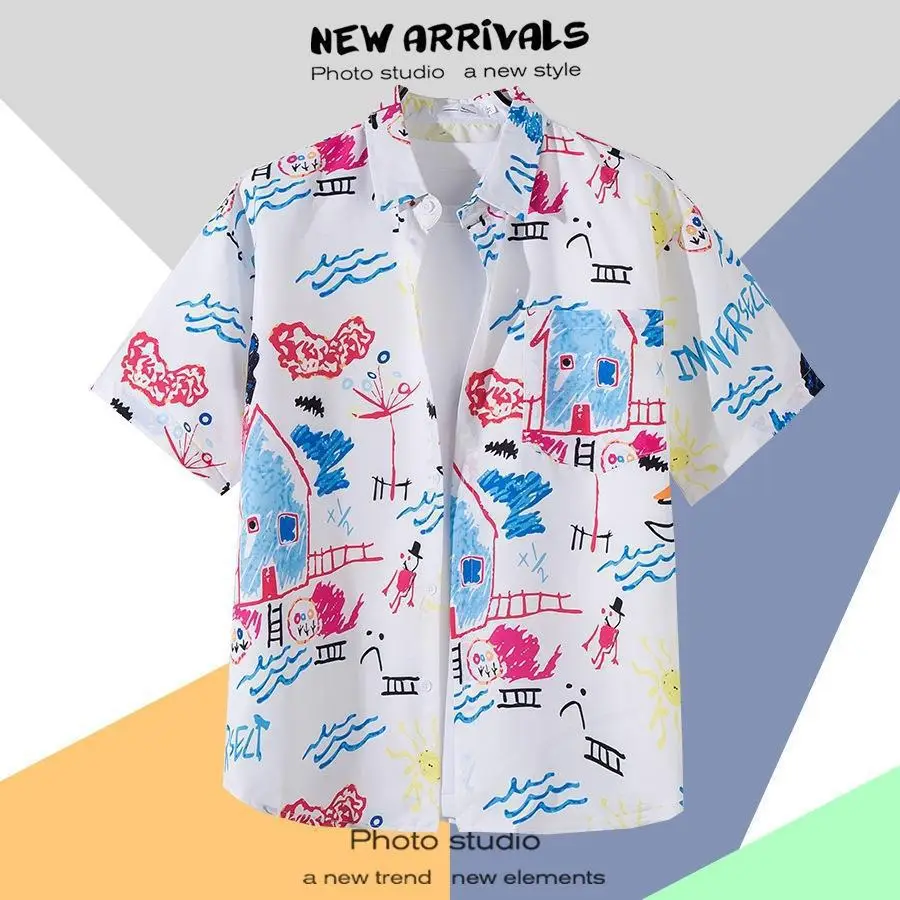 Hawaiian Printed Short Sleeve Men's Shirt - Image 7