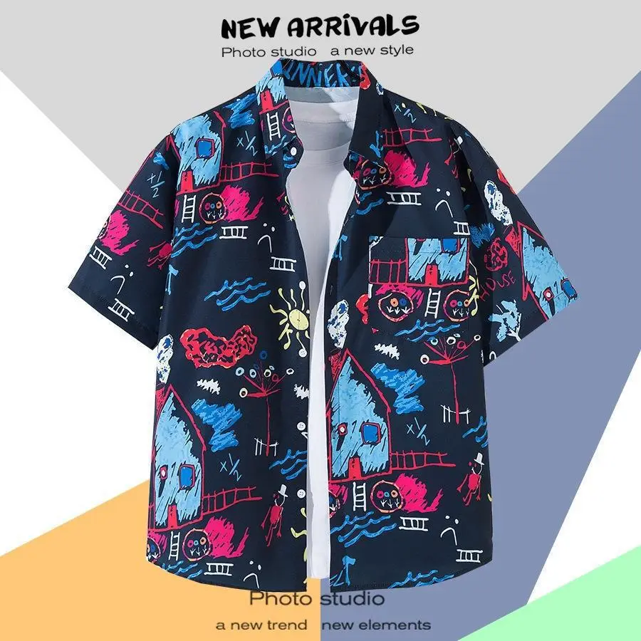 Hawaiian Printed Short Sleeve Men's Shirt - Image 8