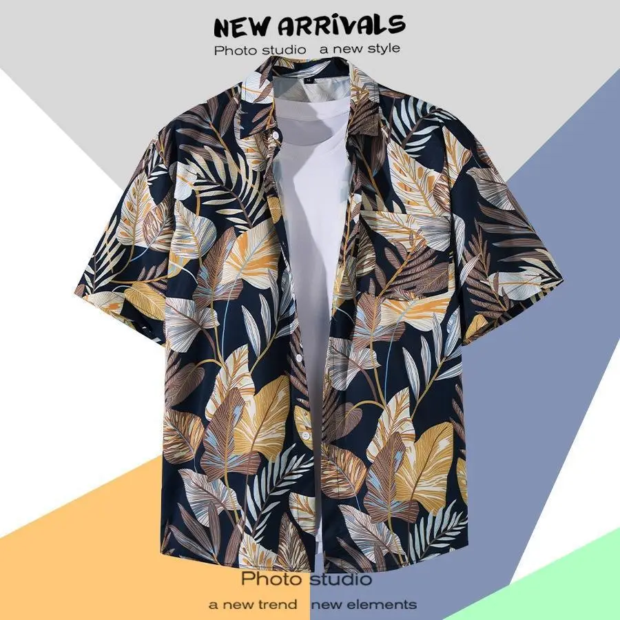 Hawaiian Printed Short Sleeve Men's Shirt - Image 9