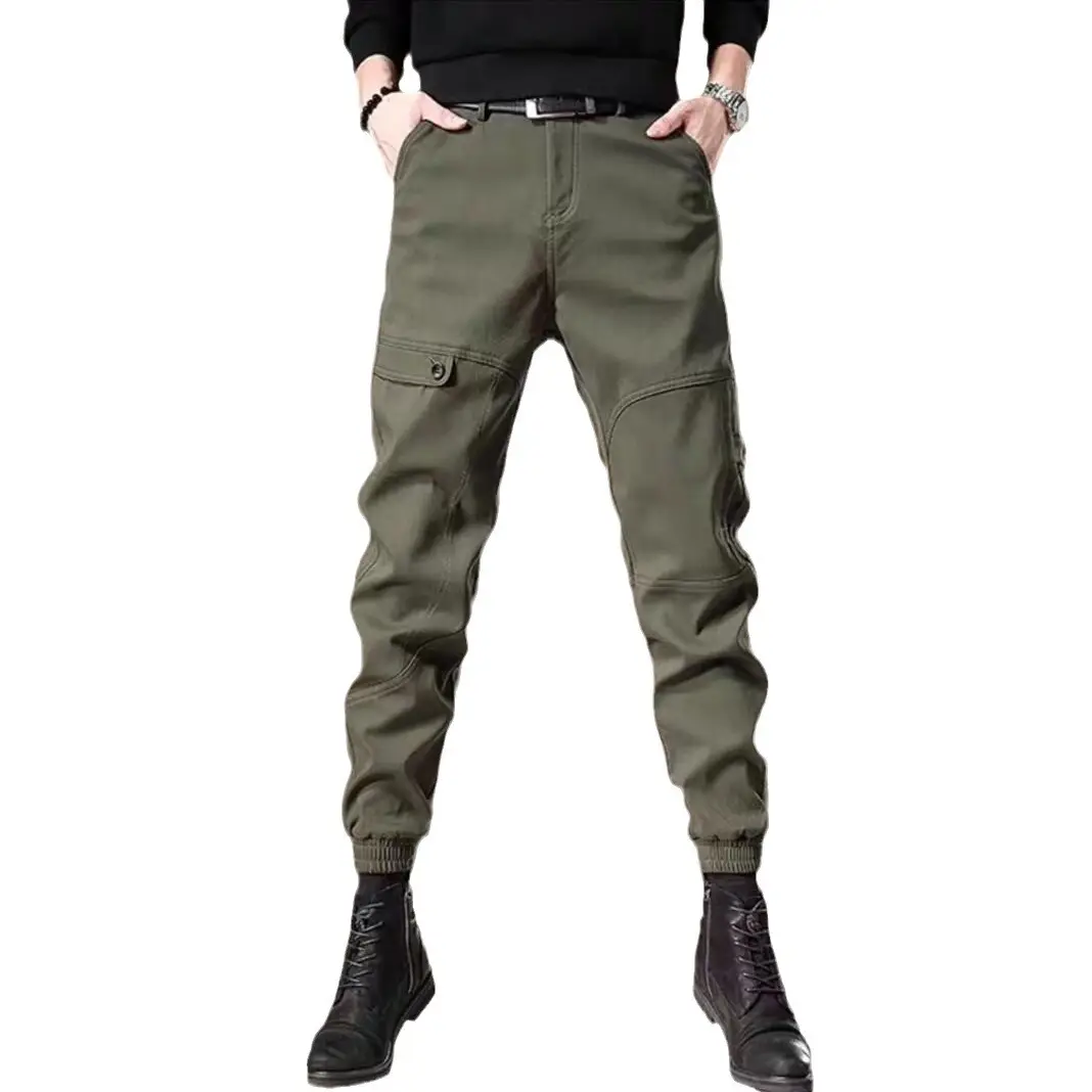 Men Fleece Lined Casual Pants Brown Winter Warm - Image 11