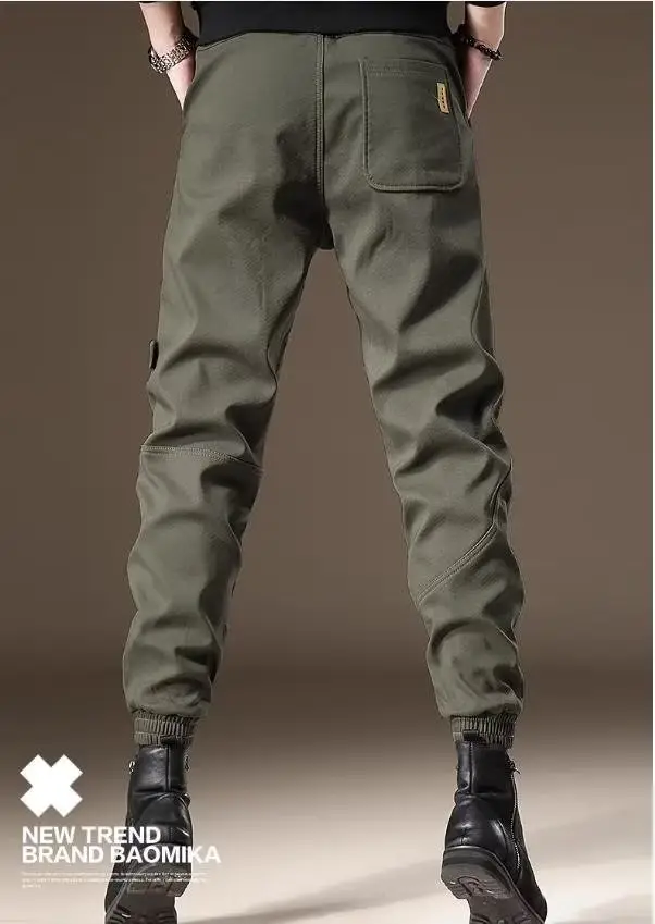 Men Fleece Lined Casual Pants Brown Winter Warm — feature 22