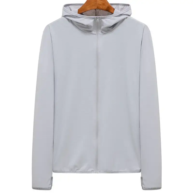 Men Ice Silk Hoodie Light Blue Summer Sun Protection - Image 19