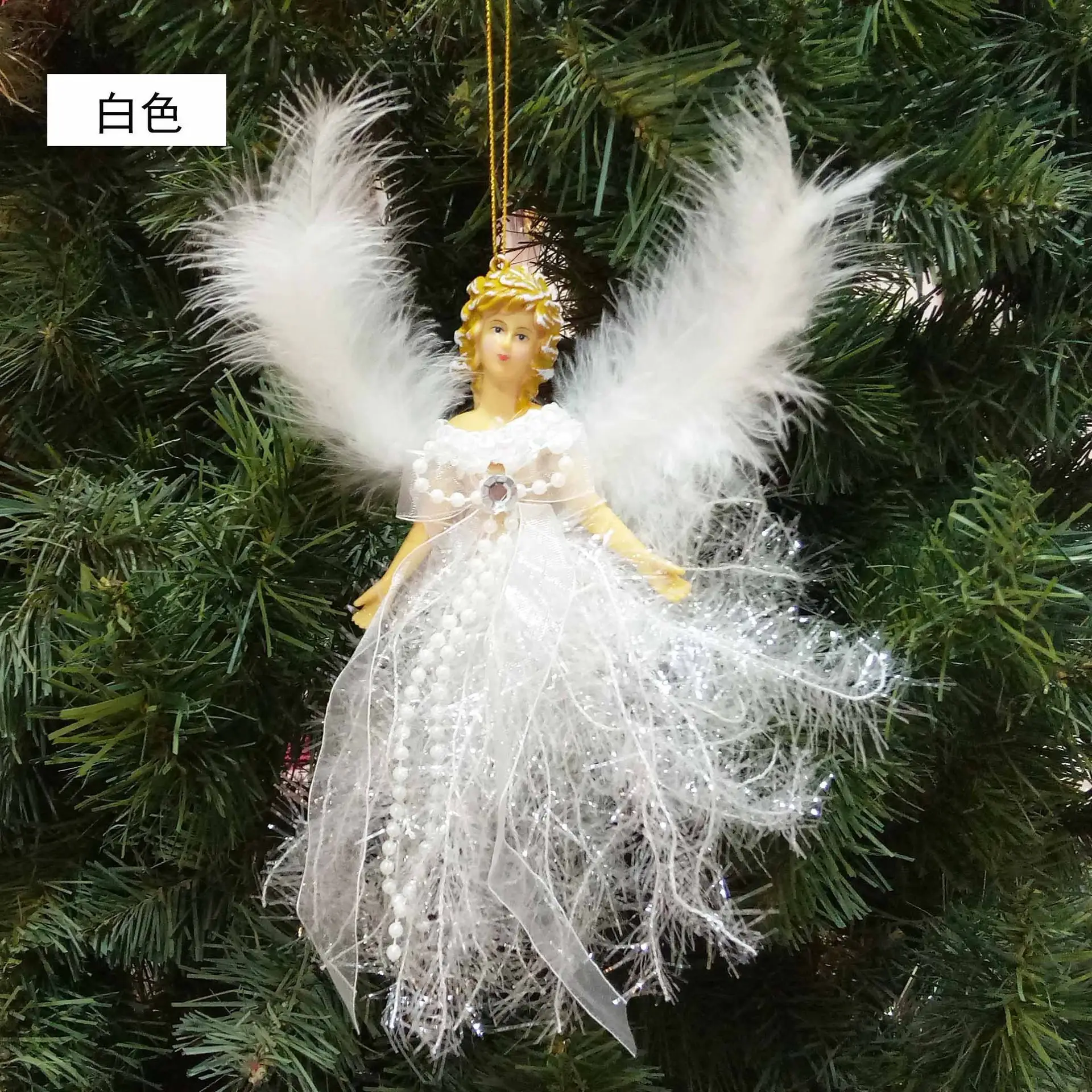 Red Feathered Christmas Angel Pendant for Kids — feature 11