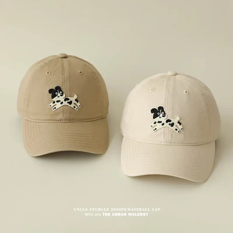 Korean Cartoon Dog Hat for Men Women Beige Black Red - Image 11