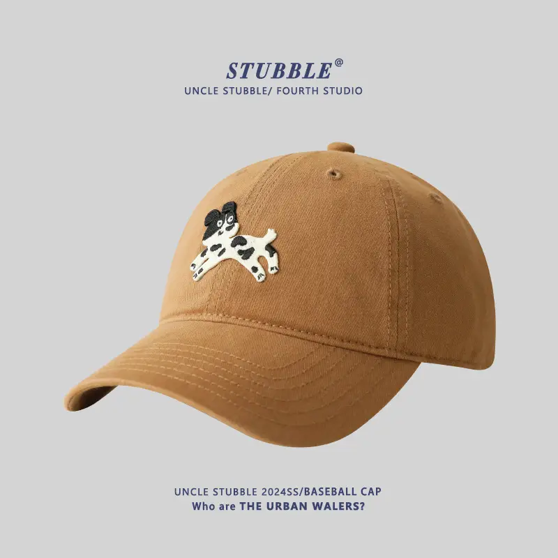 Korean Cartoon Dog Hat for Men Women Beige Black Red - Image 3