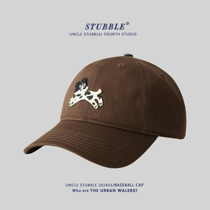 Korean Cartoon Dog Hat for Men Women Beige Black Red - Image 4