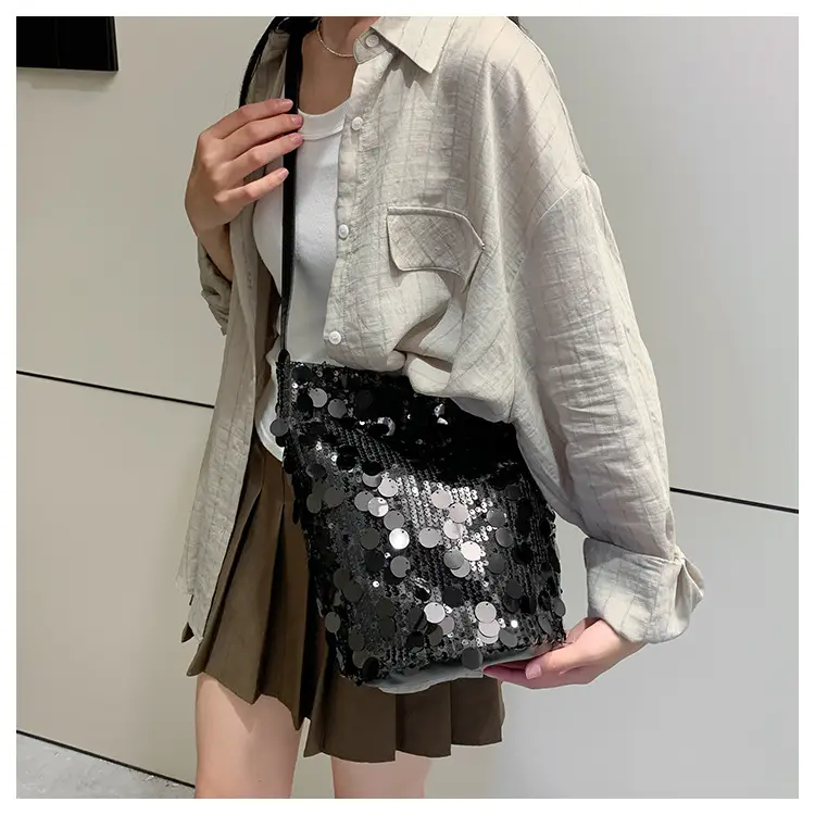 Women Sequin Crossbody Bag Large Capacity Gold Sparkle — feature 19