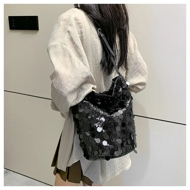 Women Sequin Crossbody Bag Large Capacity Gold Sparkle — feature 20
