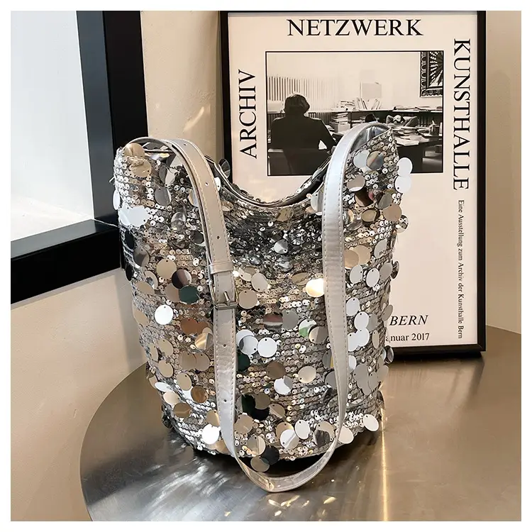 Women Sequin Crossbody Bag Large Capacity Gold Sparkle — feature 22